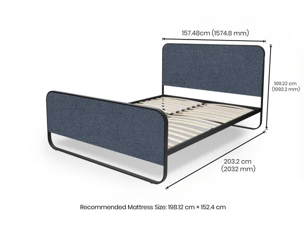 Chloe Queen Size Double Bed in Grey Color